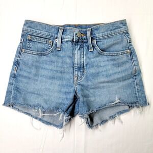 J. Crew Denim Shorts Women's Size 24 Cut Off Mid-Rise Zip Fly Cotton Med Wash